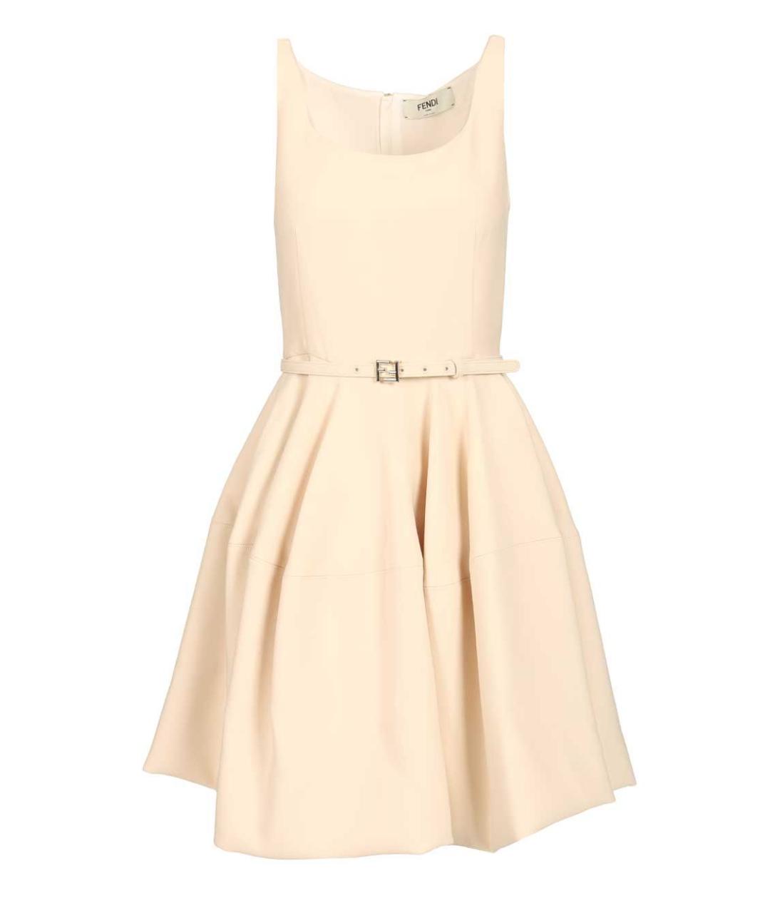 FENDI Бежевое шерстяное повседневное платье, фото 1