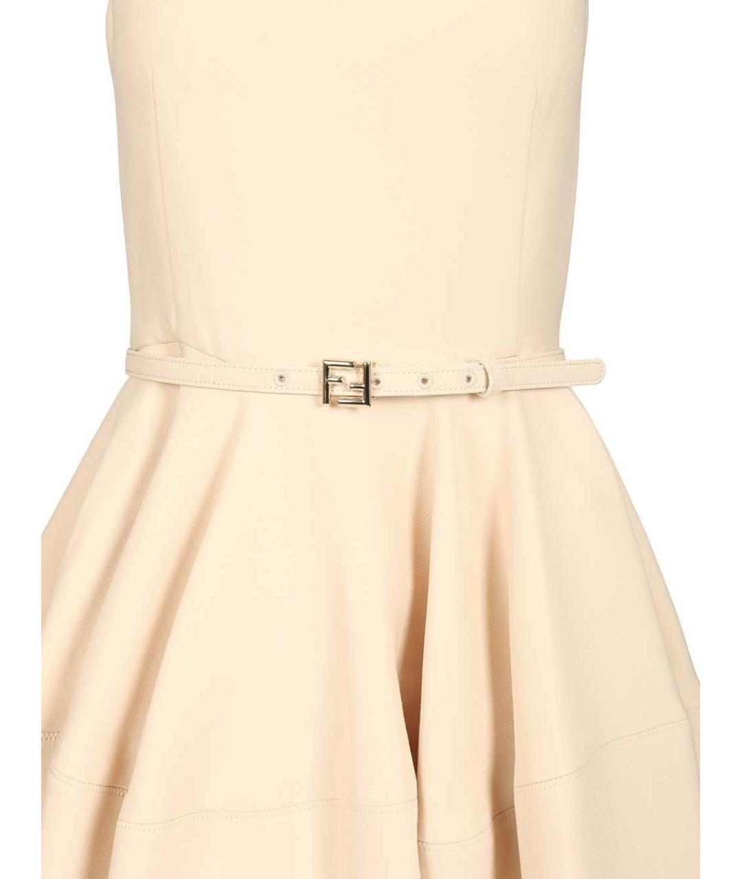 FENDI Бежевое шерстяное повседневное платье, фото 4