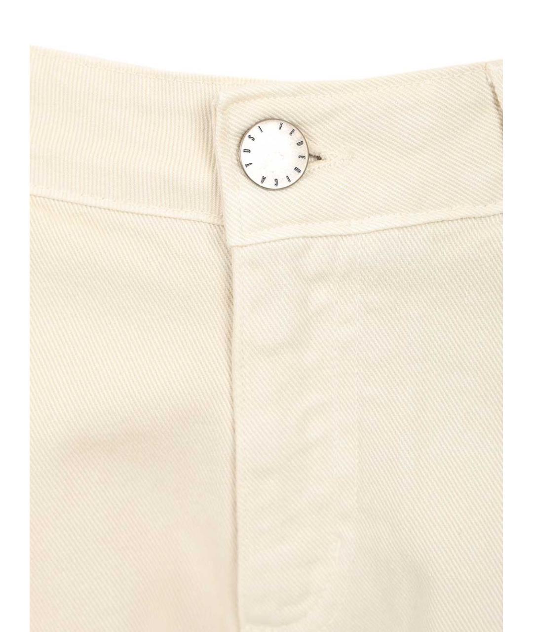 FEDERICA TOSI Бежевые хлопковые прямые джинсы, фото 4