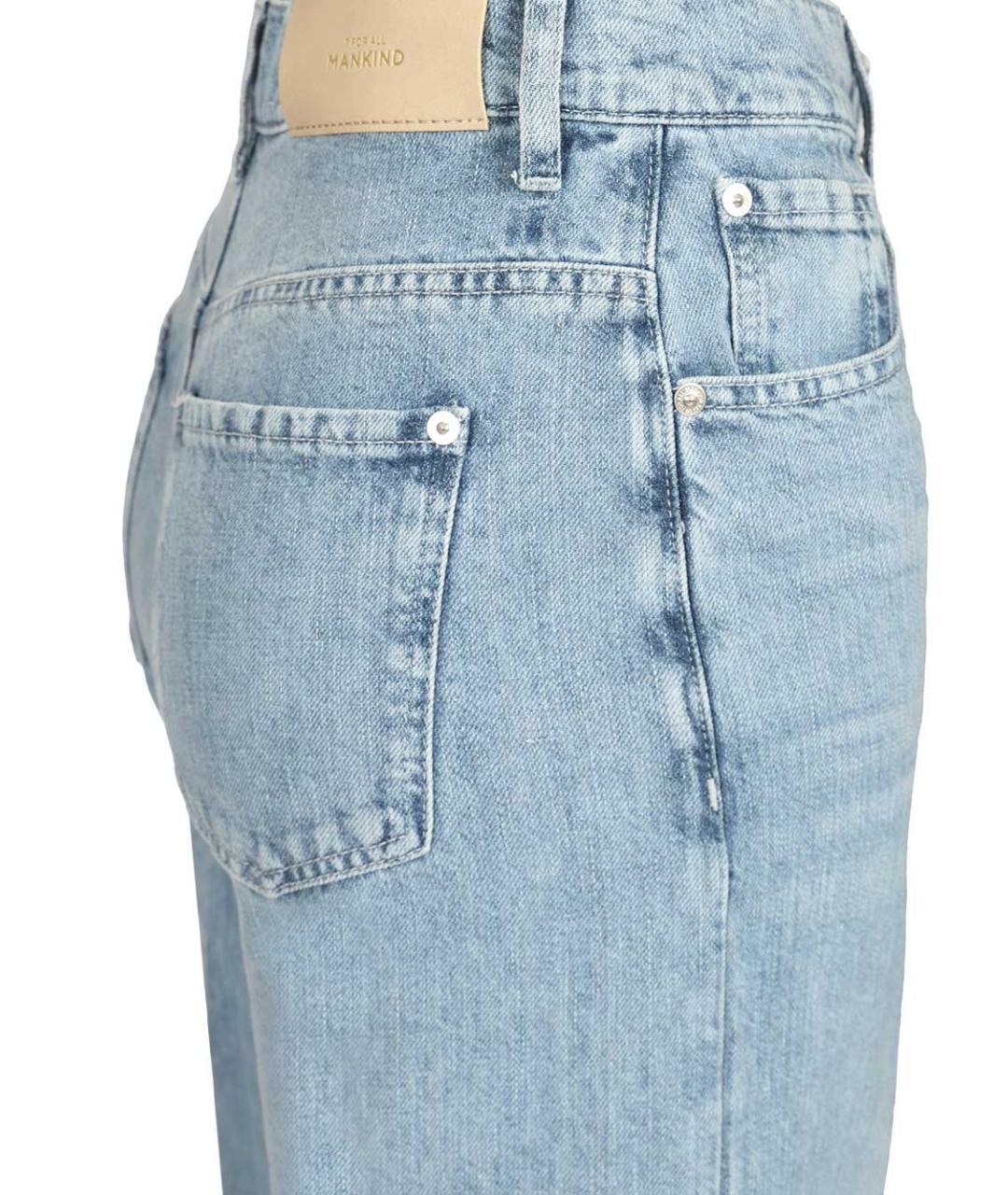 7 FOR ALL MANKIND Голубые хлопковые прямые джинсы, фото 4