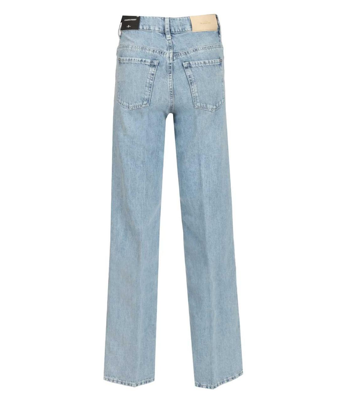 7 FOR ALL MANKIND Голубые хлопковые прямые джинсы, фото 2