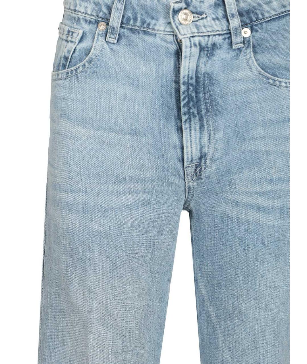 7 FOR ALL MANKIND Голубые хлопковые прямые джинсы, фото 3