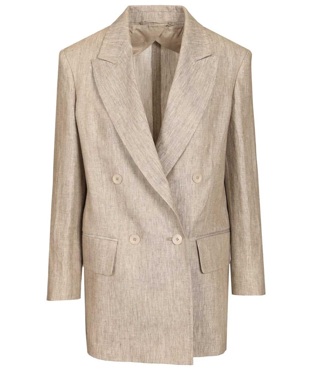 MAX MARA Бежевый льняной жакет/пиджак, фото 1