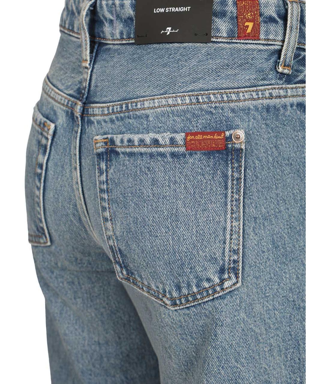 7 FOR ALL MANKIND Голубые хлопковые прямые джинсы, фото 4