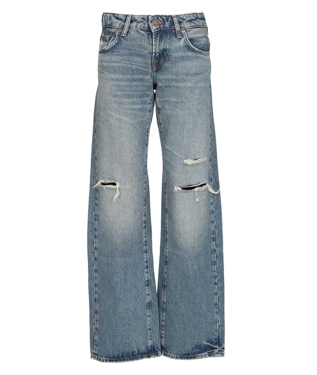 7 FOR ALL MANKIND Голубые хлопковые прямые джинсы, фото 1