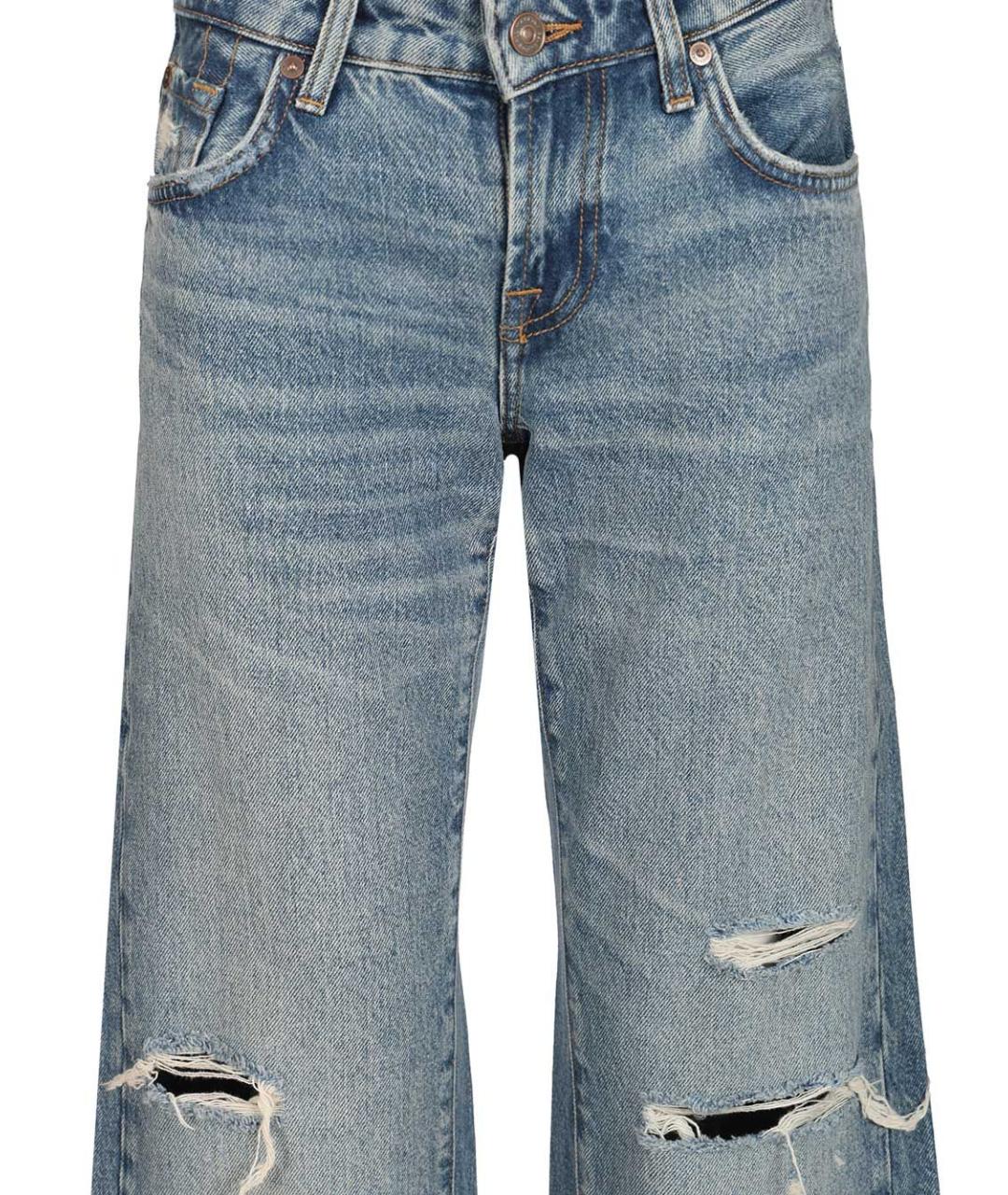 7 FOR ALL MANKIND Голубые хлопковые прямые джинсы, фото 3