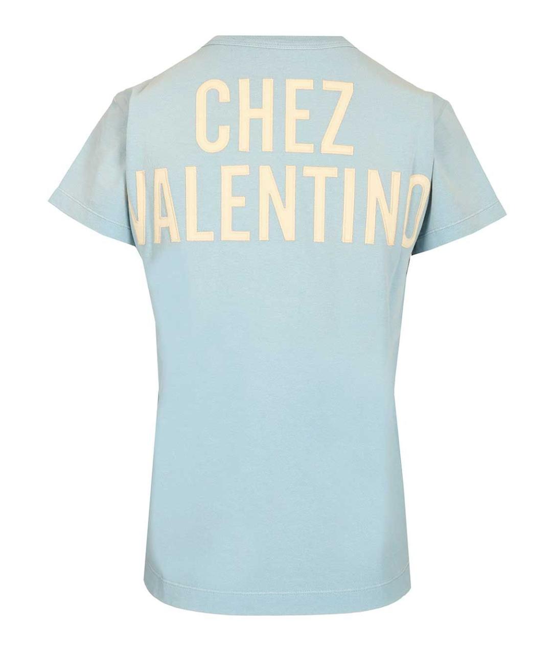 VALENTINO Голубая хлопковая футболка, фото 2