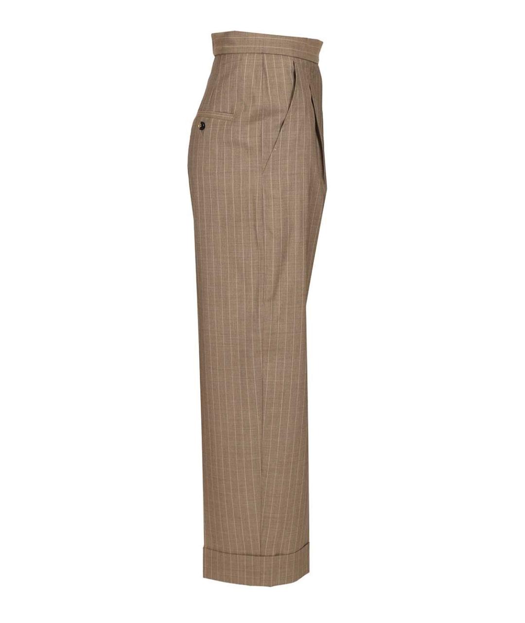 MAX MARA Коричневые шерстяные прямые брюки, фото 3
