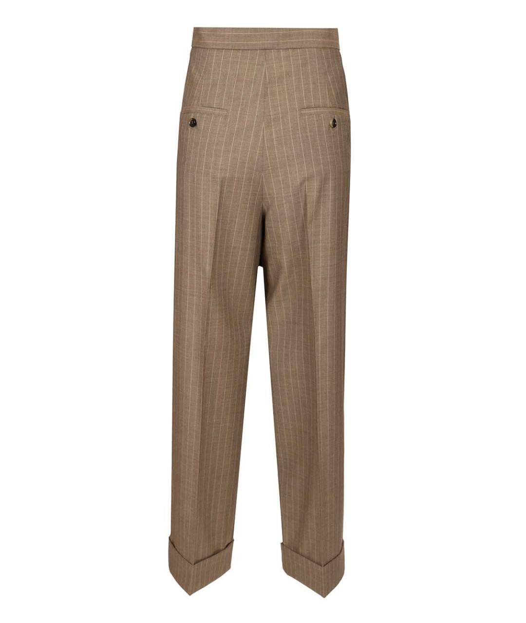 MAX MARA Коричневые шерстяные прямые брюки, фото 2