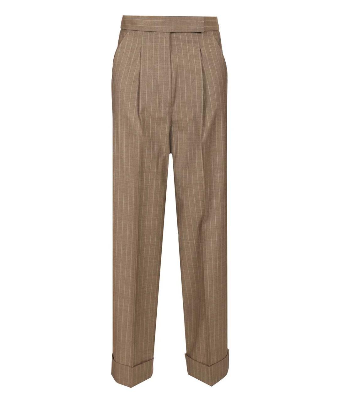 MAX MARA Коричневые шерстяные прямые брюки, фото 1