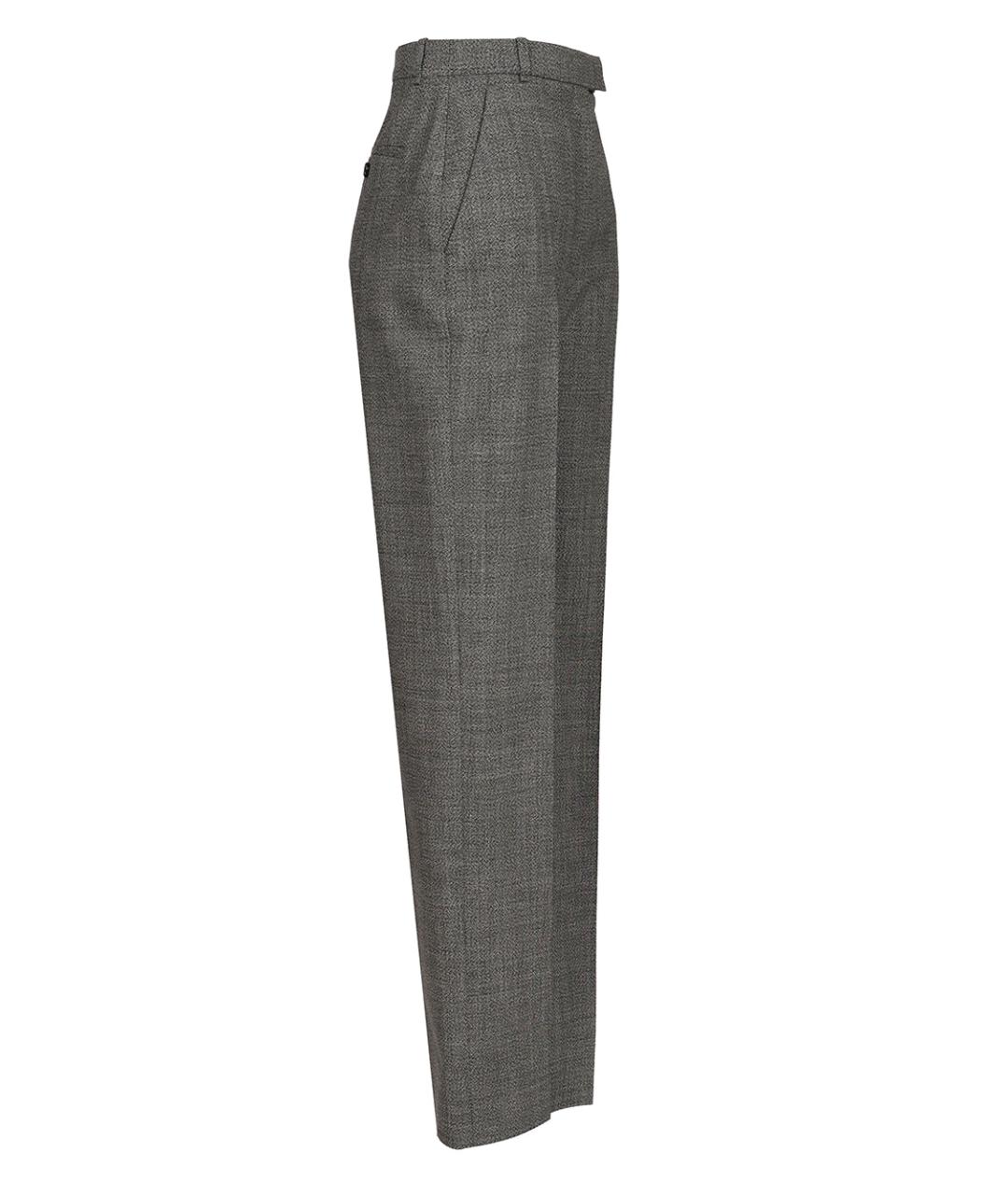 ALEXANDER MCQUEEN Серые шерстяные прямые брюки, фото 3