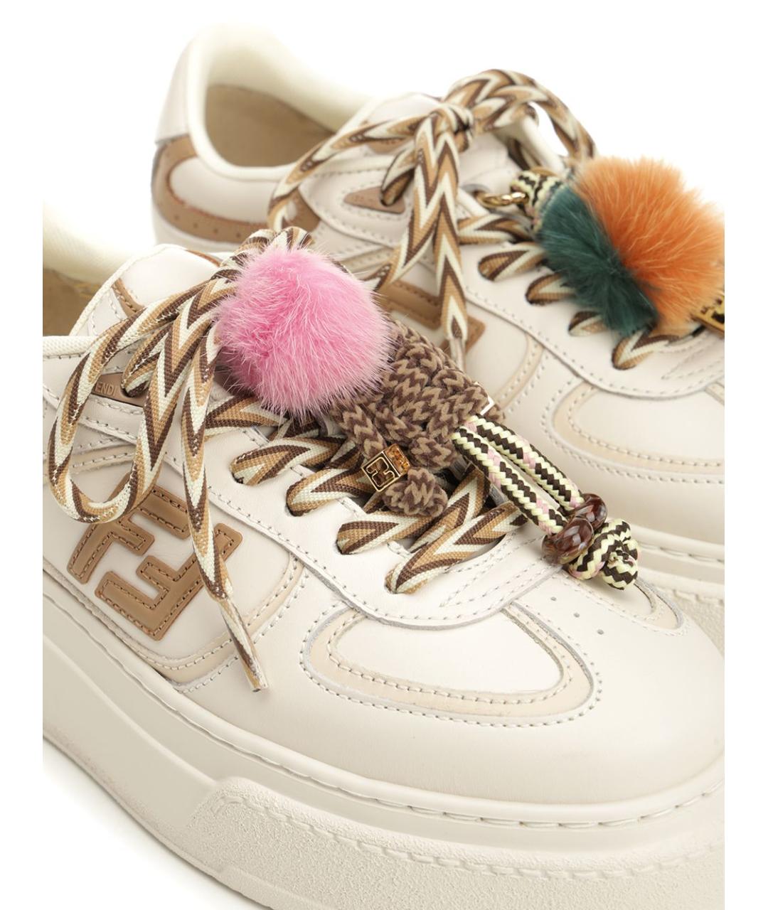 FENDI Белые кожаные кроссовки, фото 6