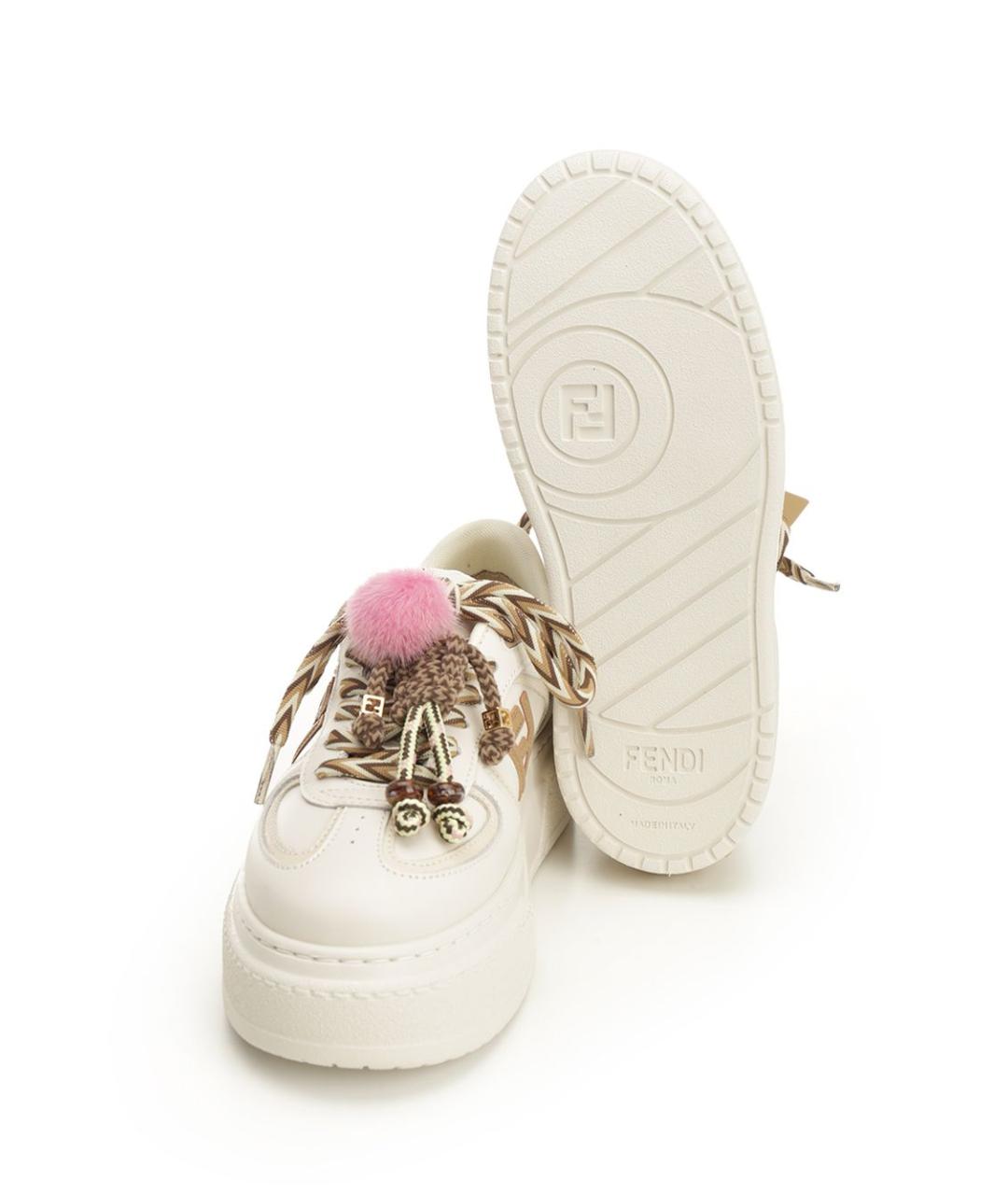 FENDI Белые кожаные кроссовки, фото 5