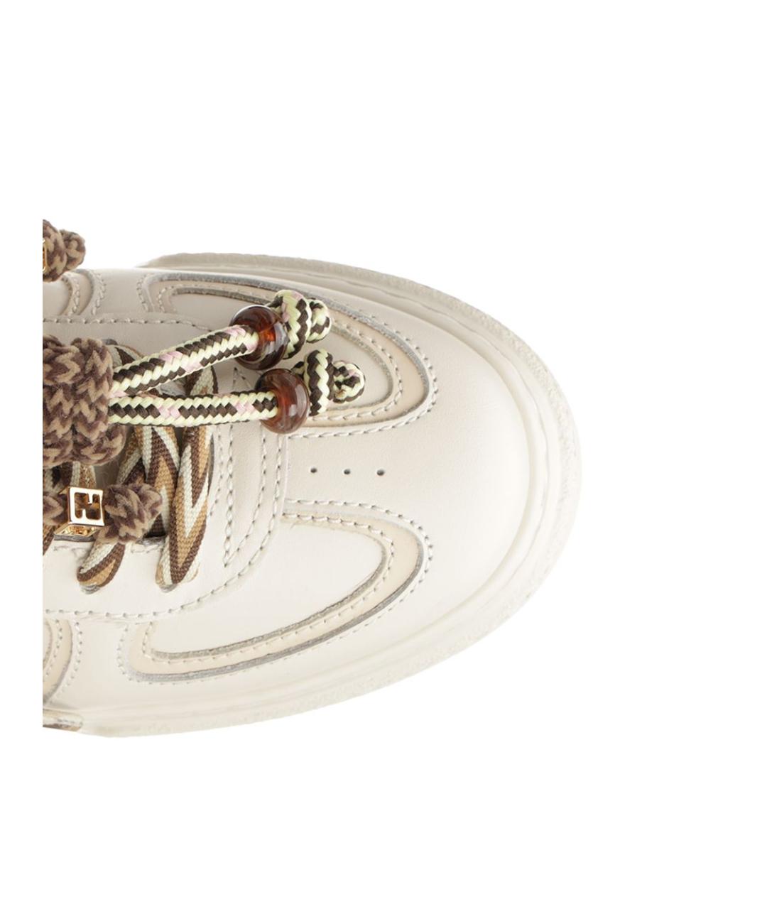FENDI Белые кожаные кроссовки, фото 4