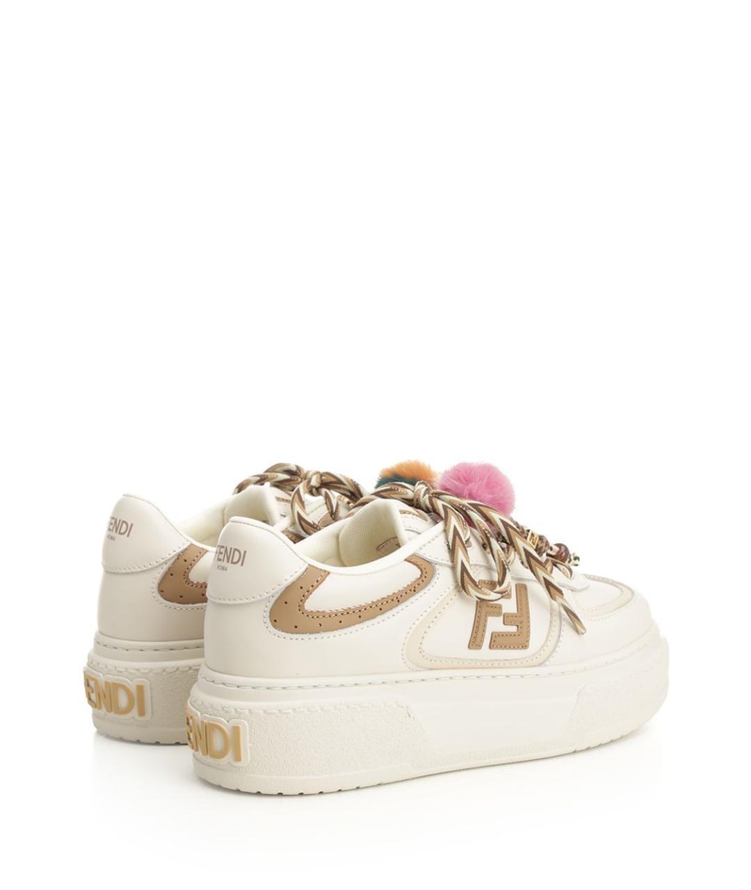 FENDI Белые кожаные кроссовки, фото 3