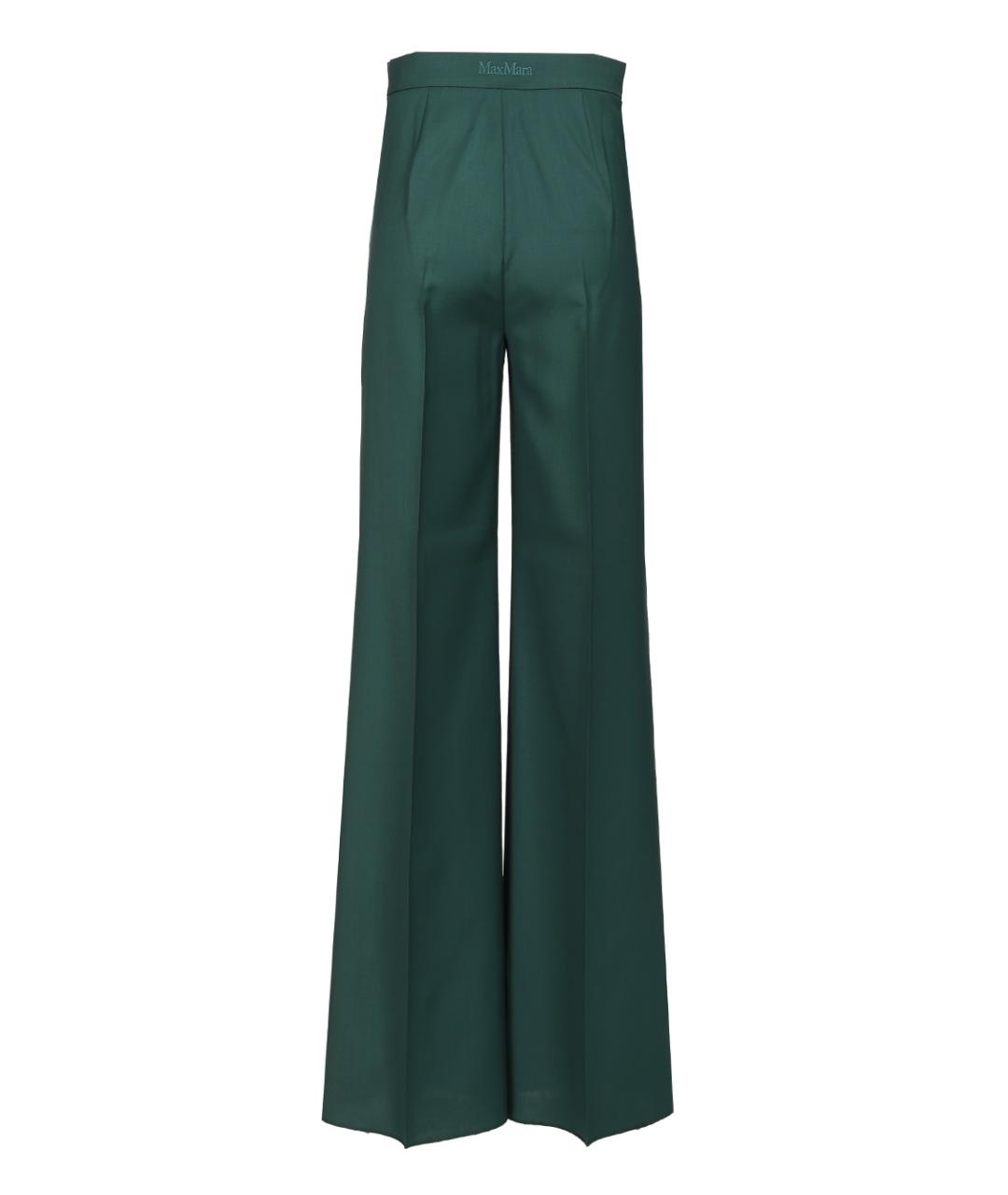 MAX MARA Зеленые шерстяные прямые брюки, фото 2