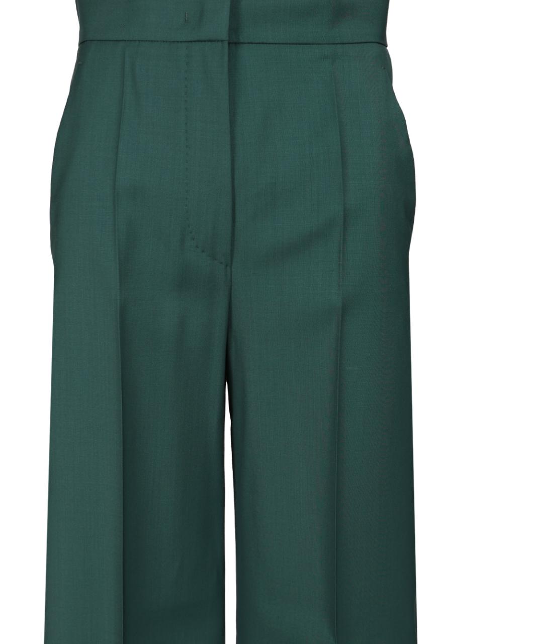 MAX MARA Зеленые шерстяные прямые брюки, фото 4