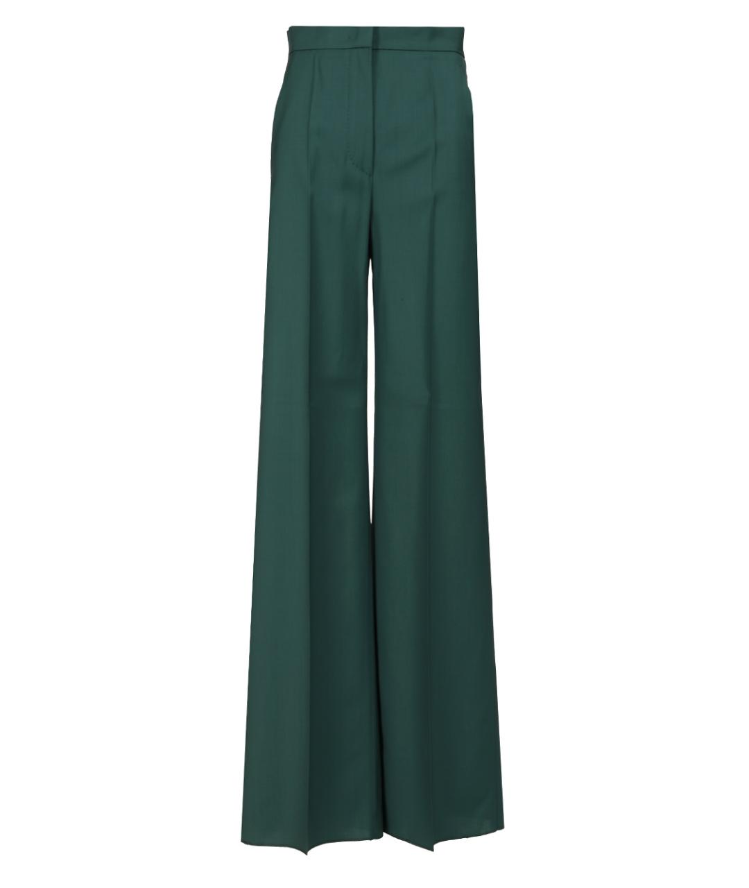 MAX MARA Зеленые шерстяные прямые брюки, фото 1
