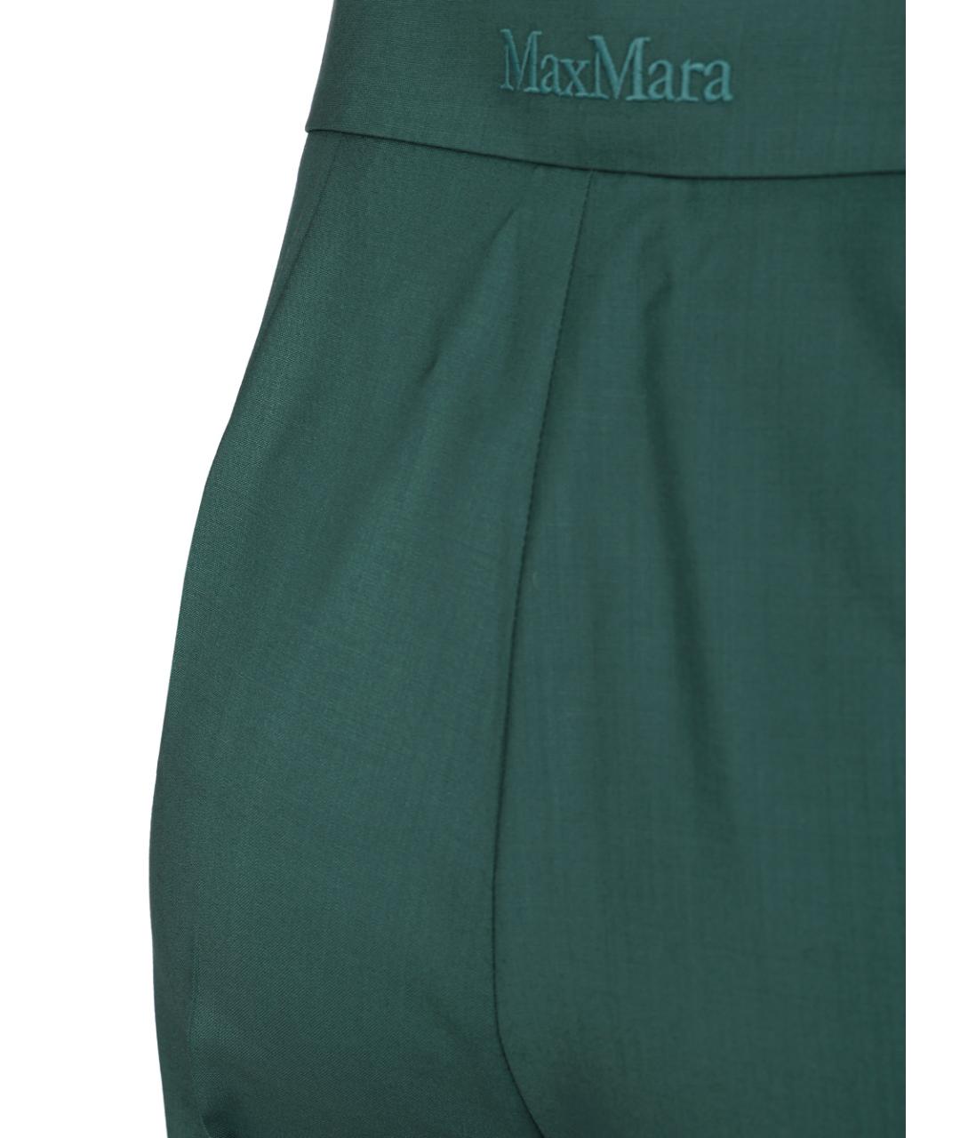 MAX MARA Зеленые шерстяные прямые брюки, фото 5