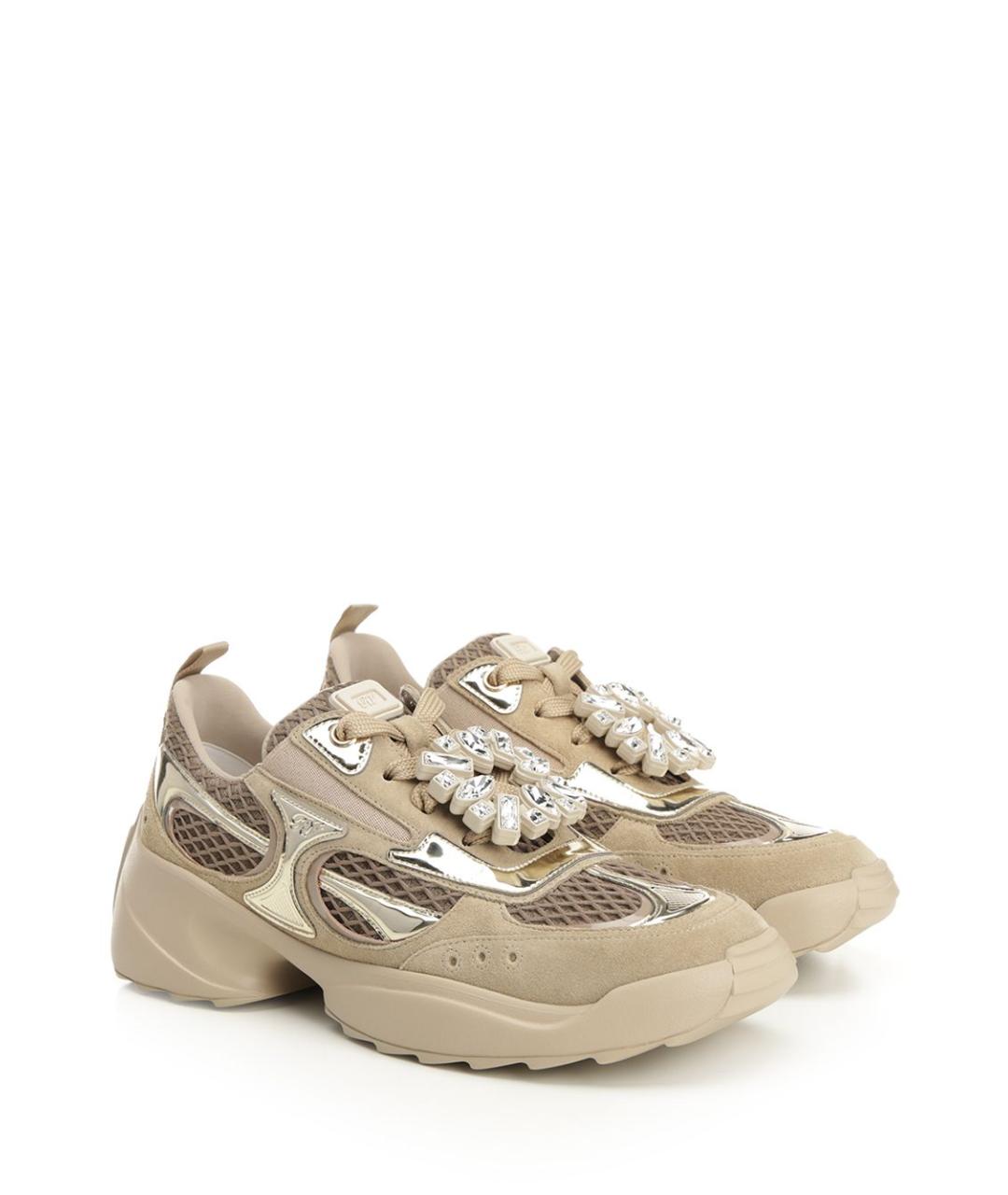 ROGER VIVIER Бежевые текстильные кроссовки, фото 2