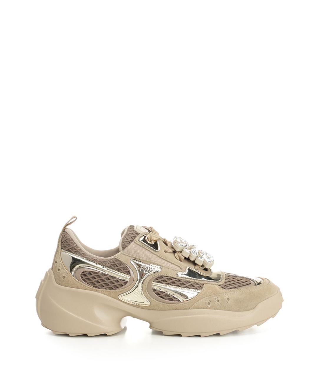 ROGER VIVIER Бежевые текстильные кроссовки, фото 1