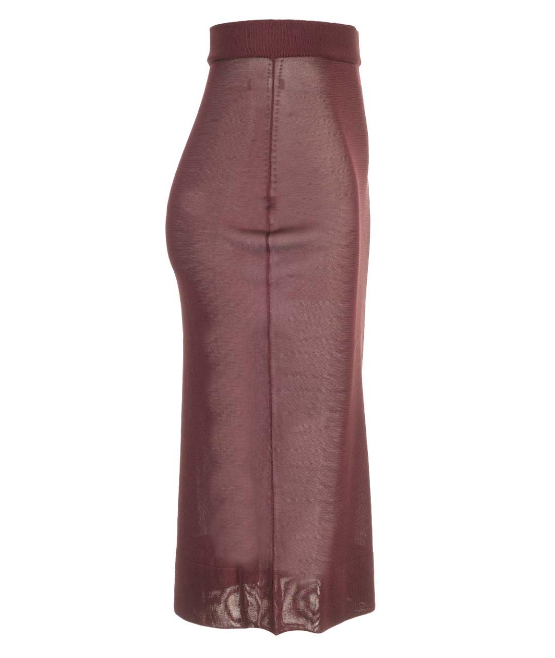 SAINT LAURENT Бордовая вискозная юбка миди, фото 3