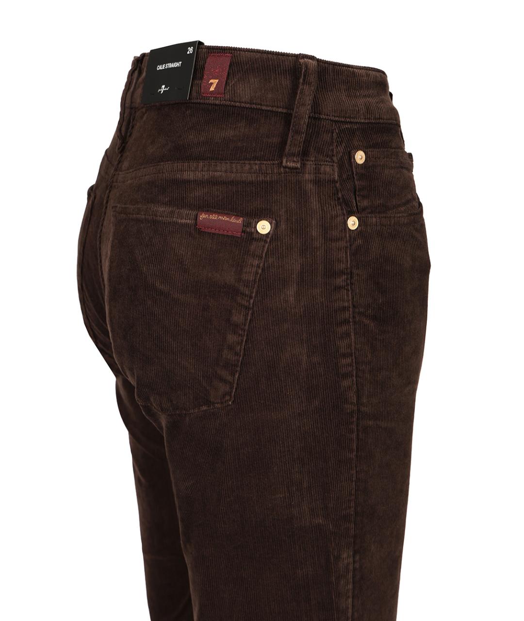 7 FOR ALL MANKIND Коричневые хлопковые прямые джинсы, фото 3