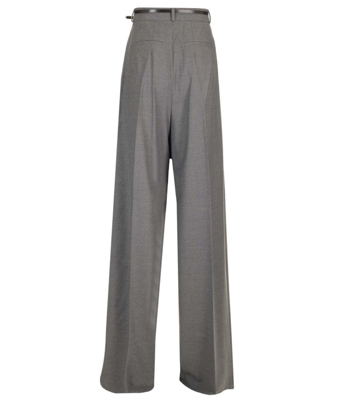 SPORTMAX Серые шерстяные прямые брюки, фото 2