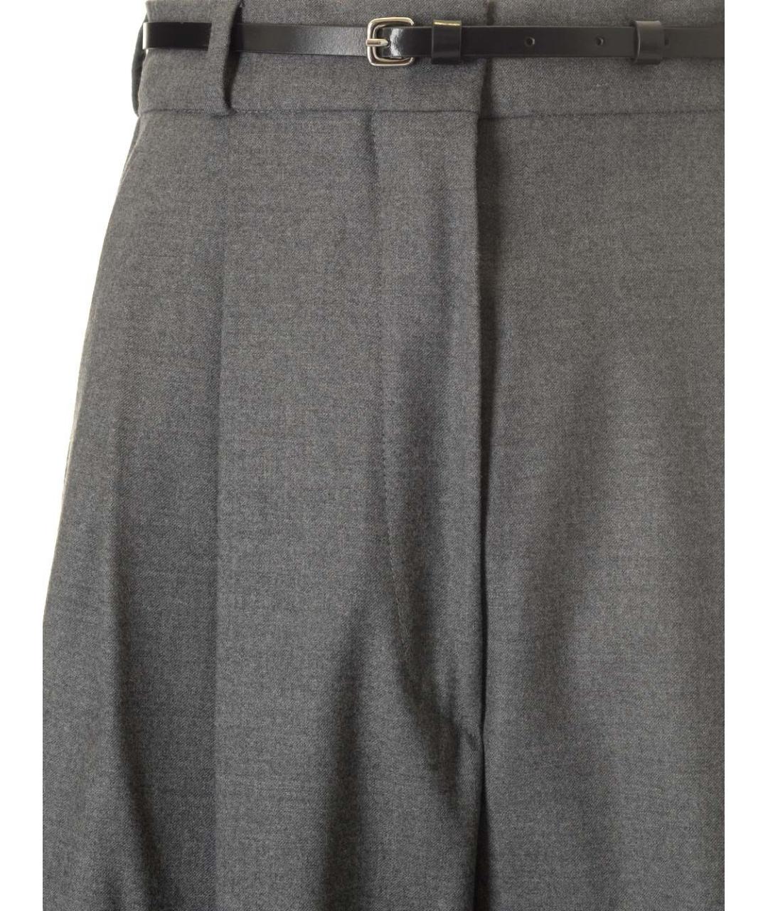 SPORTMAX Серые шерстяные прямые брюки, фото 5