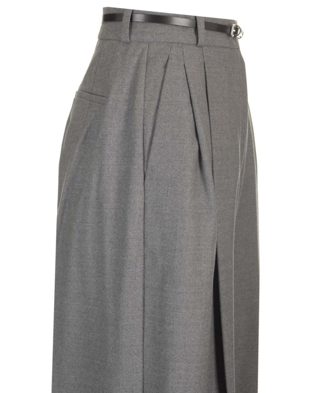 SPORTMAX Серые шерстяные прямые брюки, фото 4