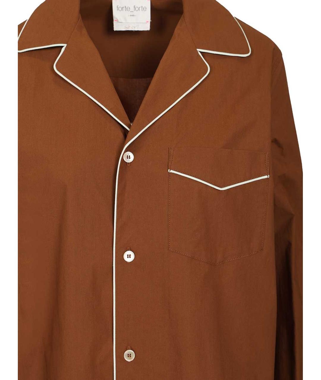 FORTE FORTE Коричневая хлопковая рубашка, фото 4
