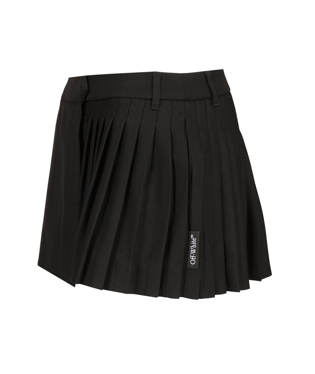 OFF-WHITE Черная шерстяная юбка мини, фото 3