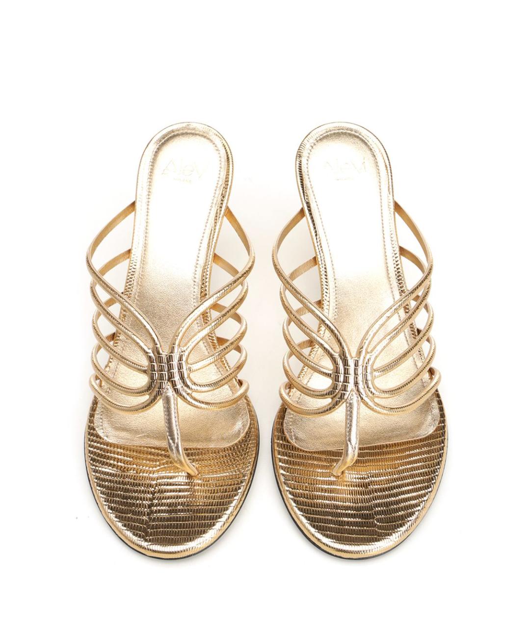 ALEVI Золотые кожаные босоножки, фото 5
