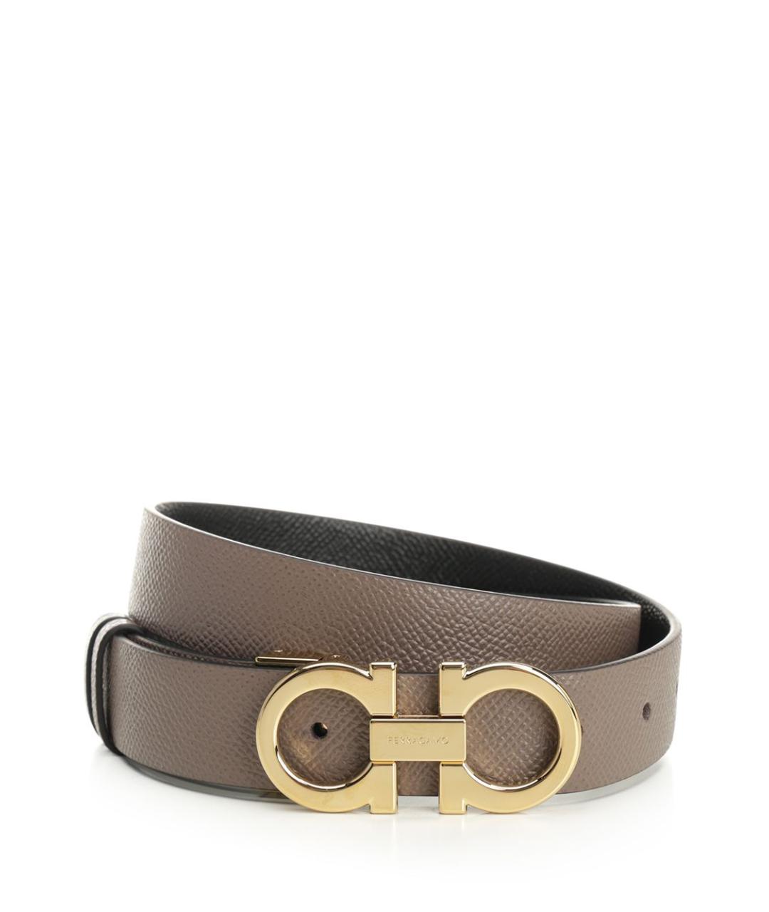 FERRAGAMO Бежевый кожаный ремень, фото 1