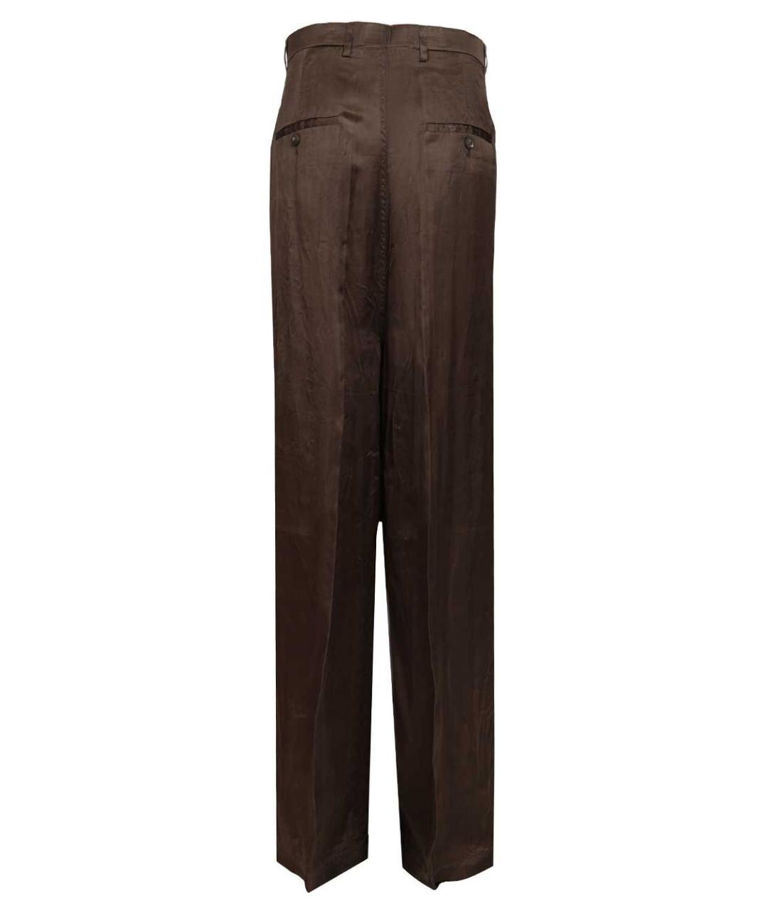RICK OWENS Коричневые вискозные прямые брюки, фото 2
