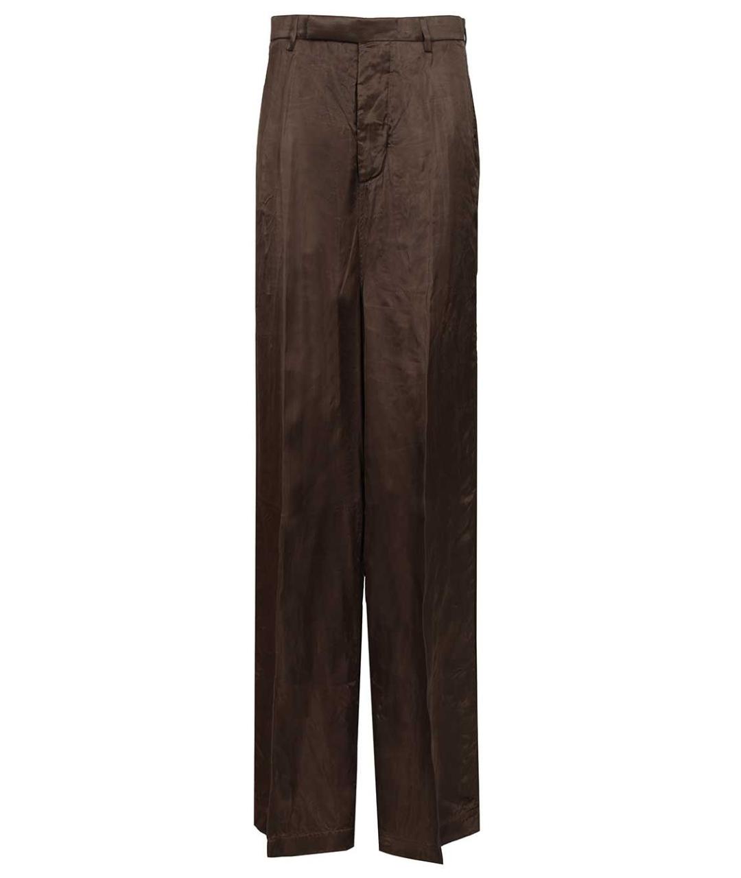 RICK OWENS Коричневые вискозные прямые брюки, фото 1