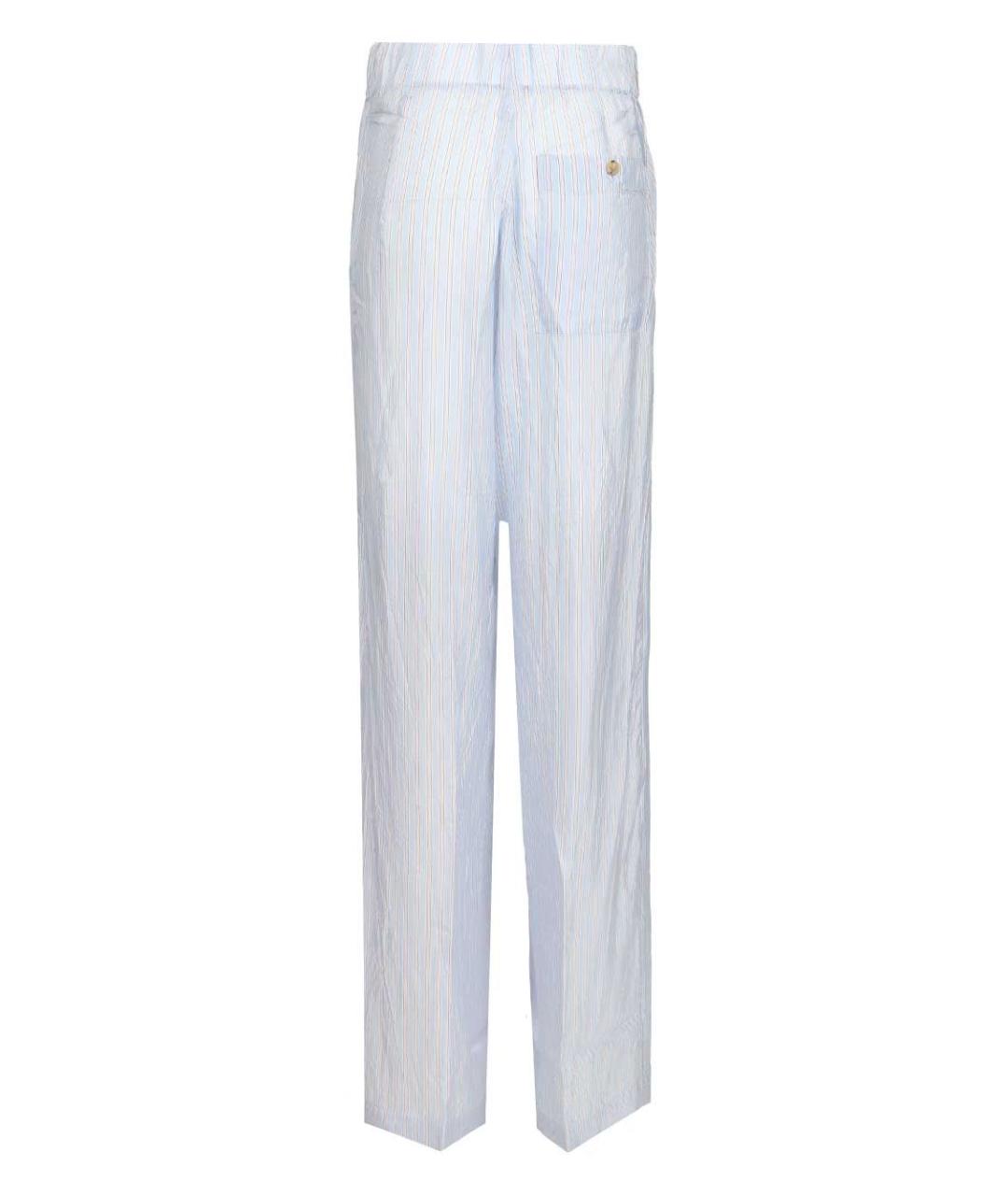 DRIES VAN NOTEN Голубые вискозные прямые брюки, фото 2