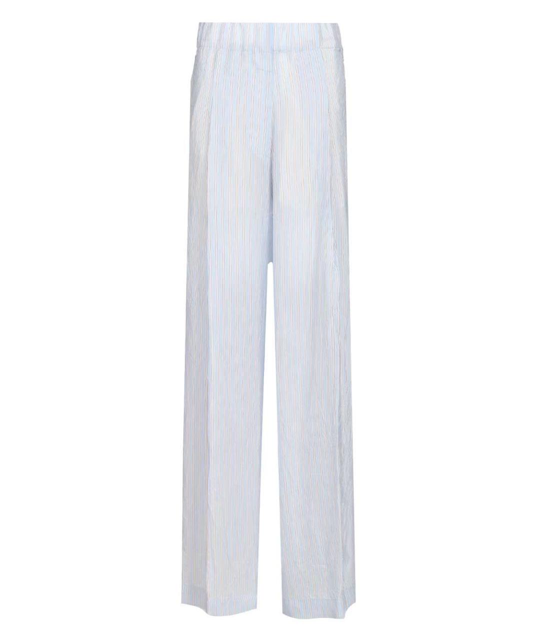 DRIES VAN NOTEN Голубые вискозные прямые брюки, фото 1