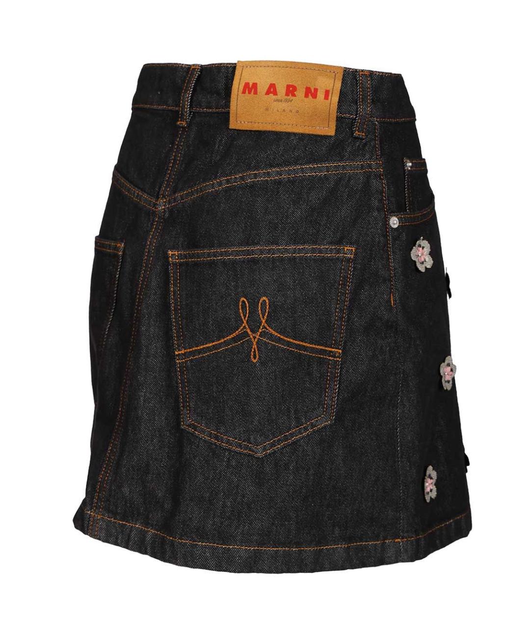 MARNI Темно-синяя деним юбка миди, фото 4