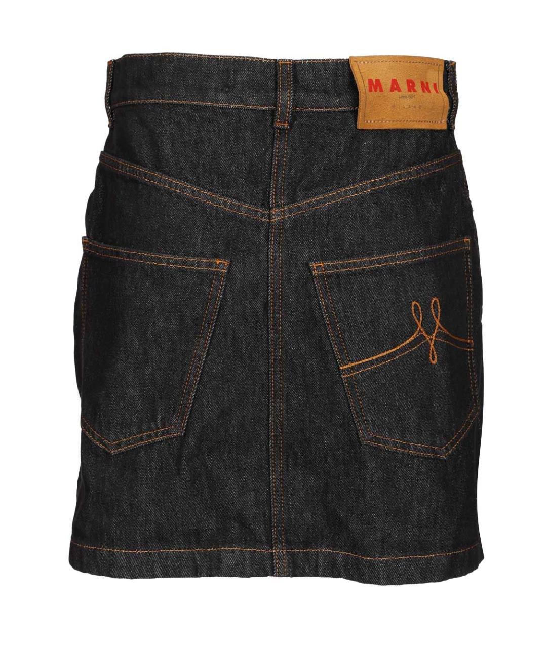 MARNI Темно-синяя деним юбка миди, фото 2