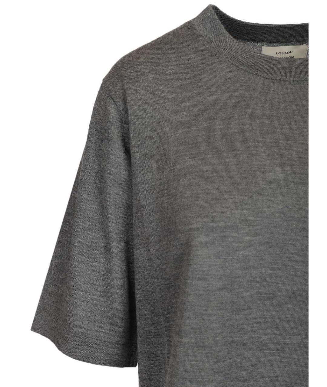 LOULOU STUDIO Серая кашемировая футболка, фото 3