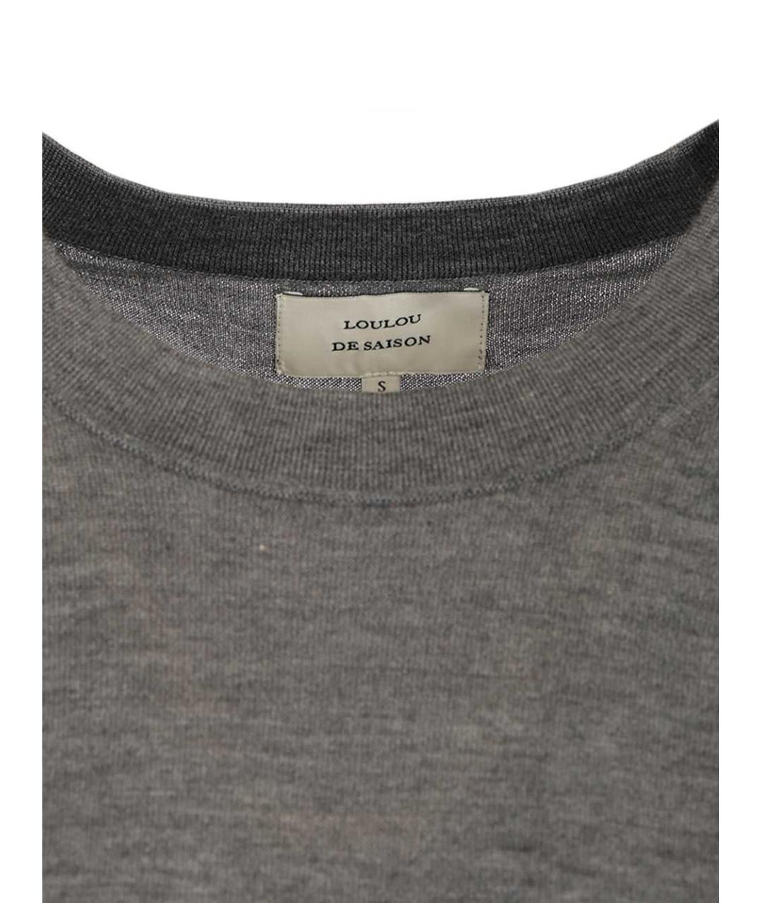 LOULOU STUDIO Серая кашемировая футболка, фото 4