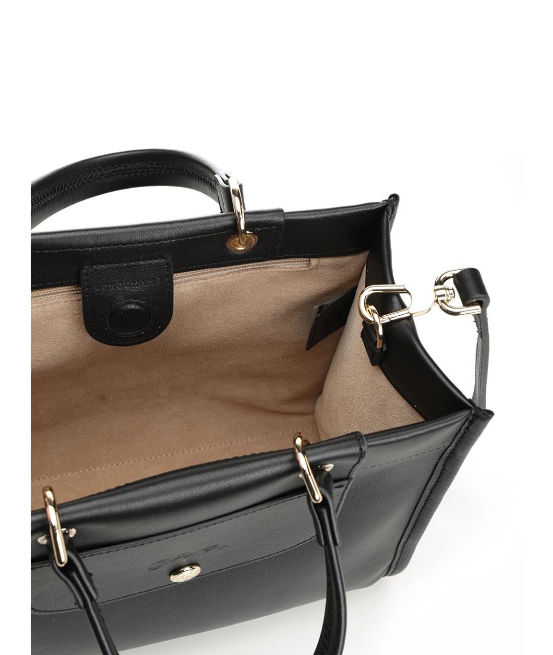LONGCHAMP Черная кожаная сумка тоут, фото 4