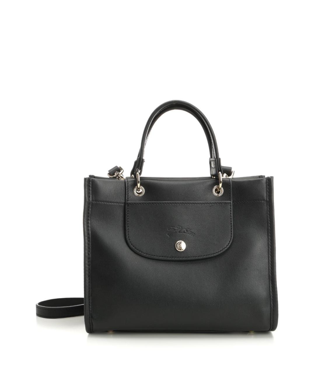 LONGCHAMP Черная кожаная сумка тоут, фото 1