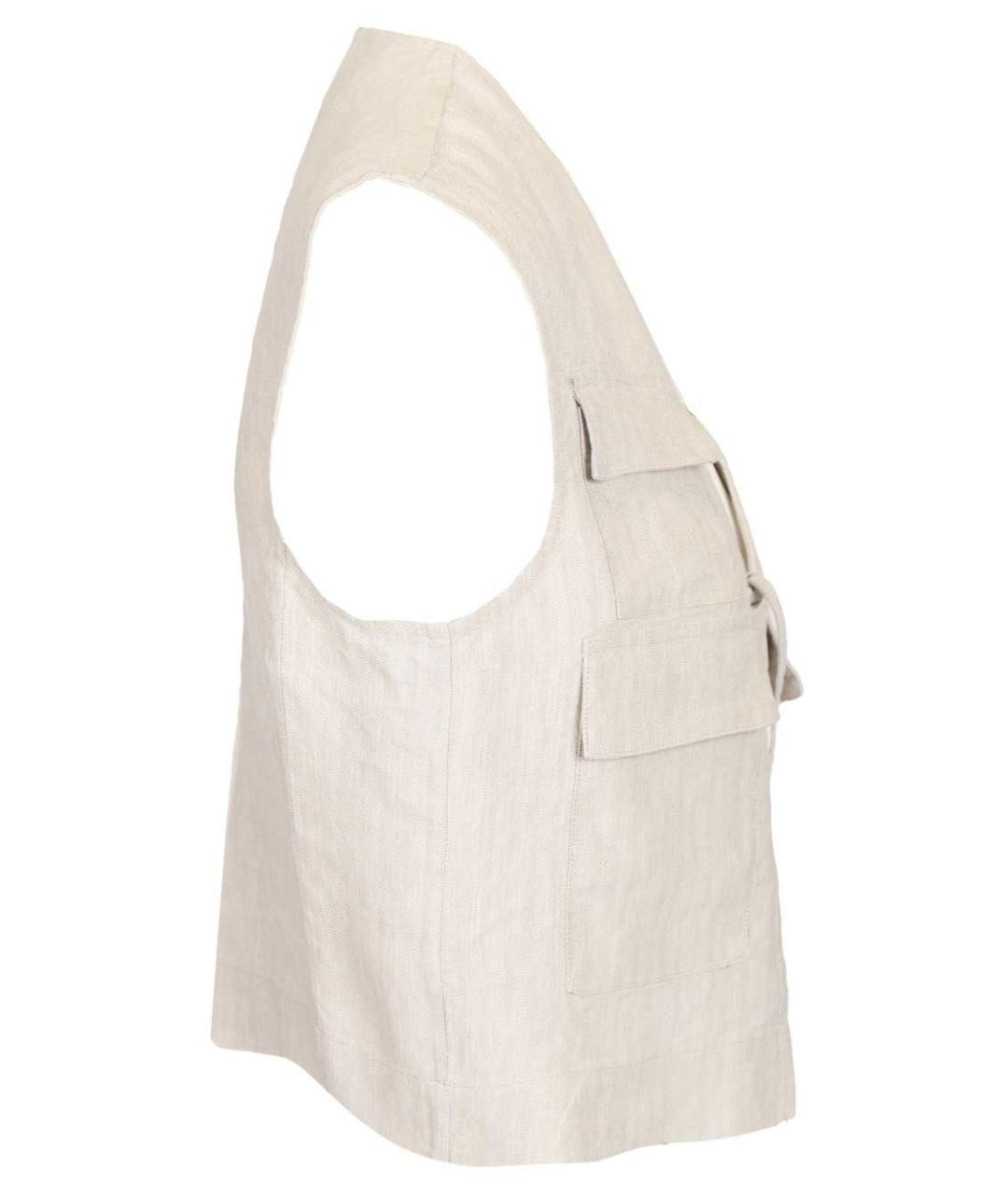 BARENA Бежевый льняной жилет, фото 3