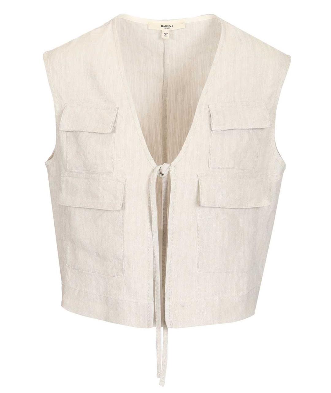 BARENA Бежевый льняной жилет, фото 1