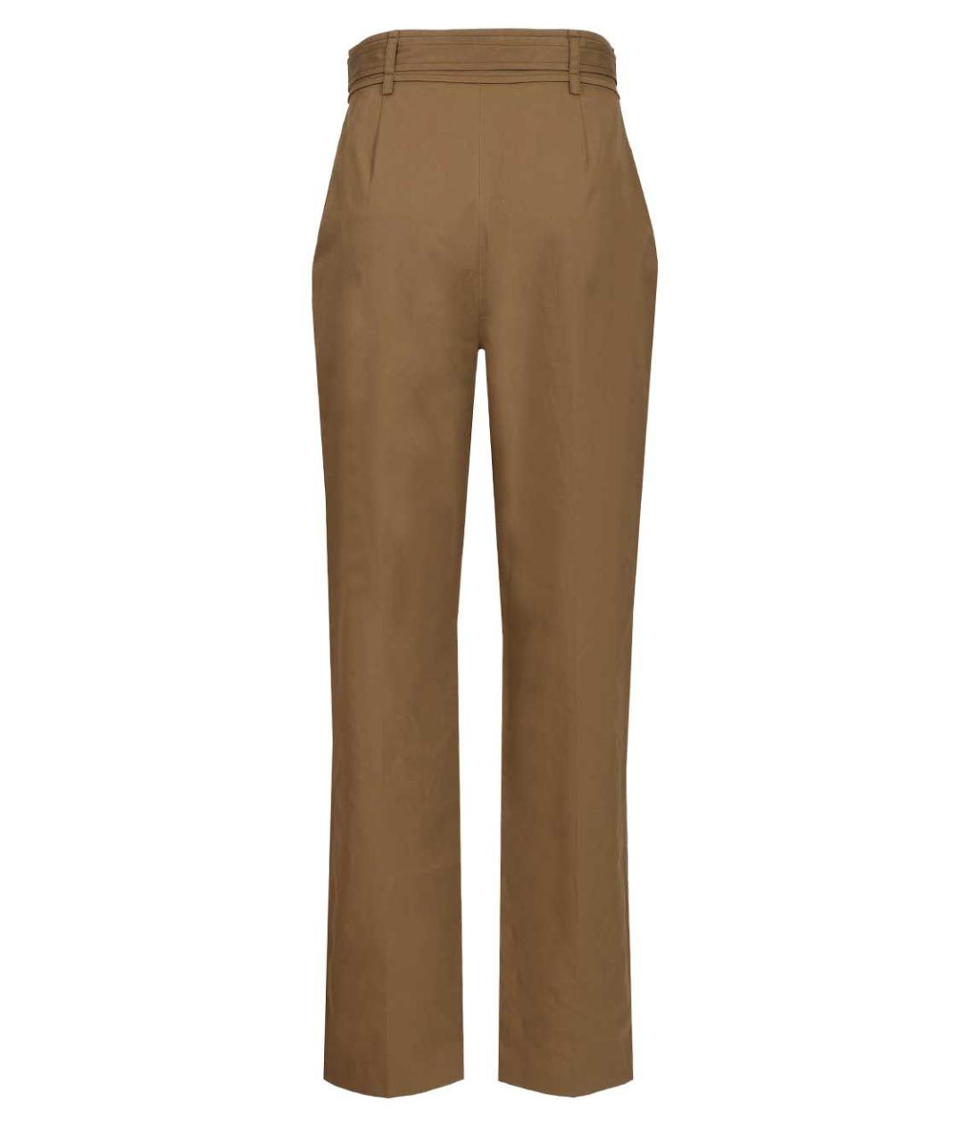 SAINT LAURENT Коричневые хлопковые прямые брюки, фото 2