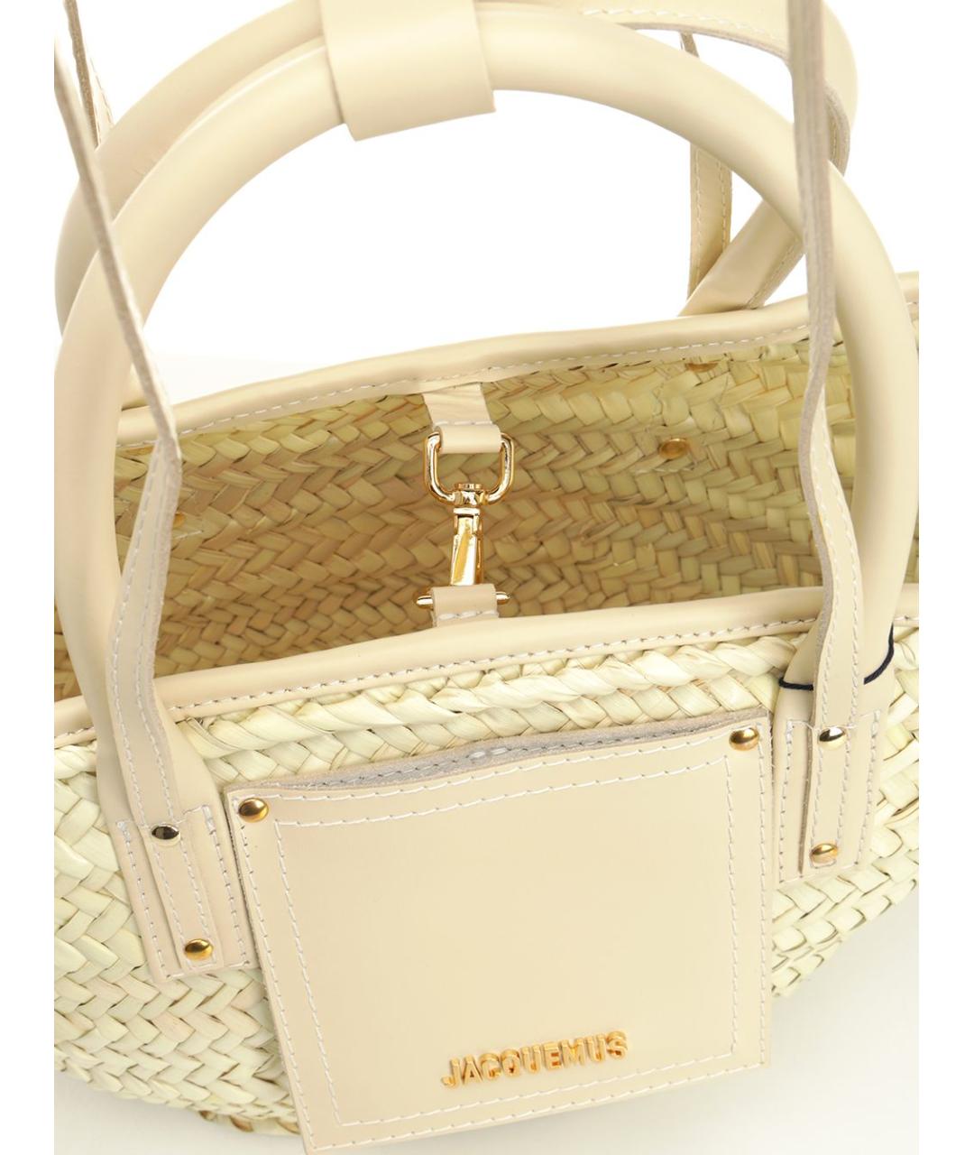 JACQUEMUS Бежевая пелетеная сумка тоут, фото 4