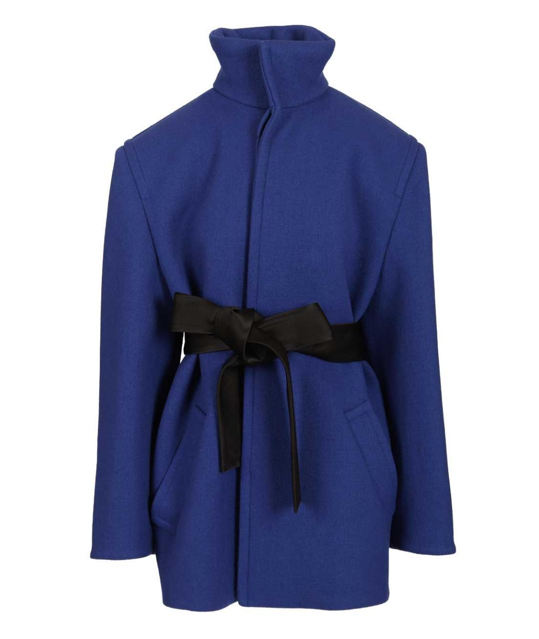 SAINT LAURENT Синее шерстяное пальто, фото 1
