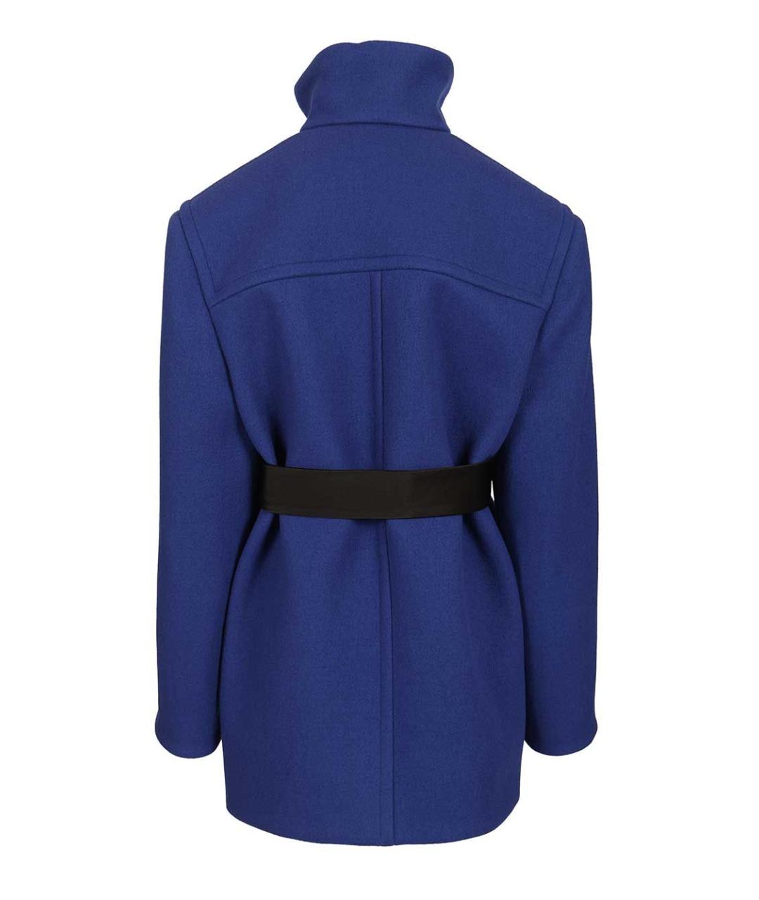 SAINT LAURENT Синее шерстяное пальто, фото 2